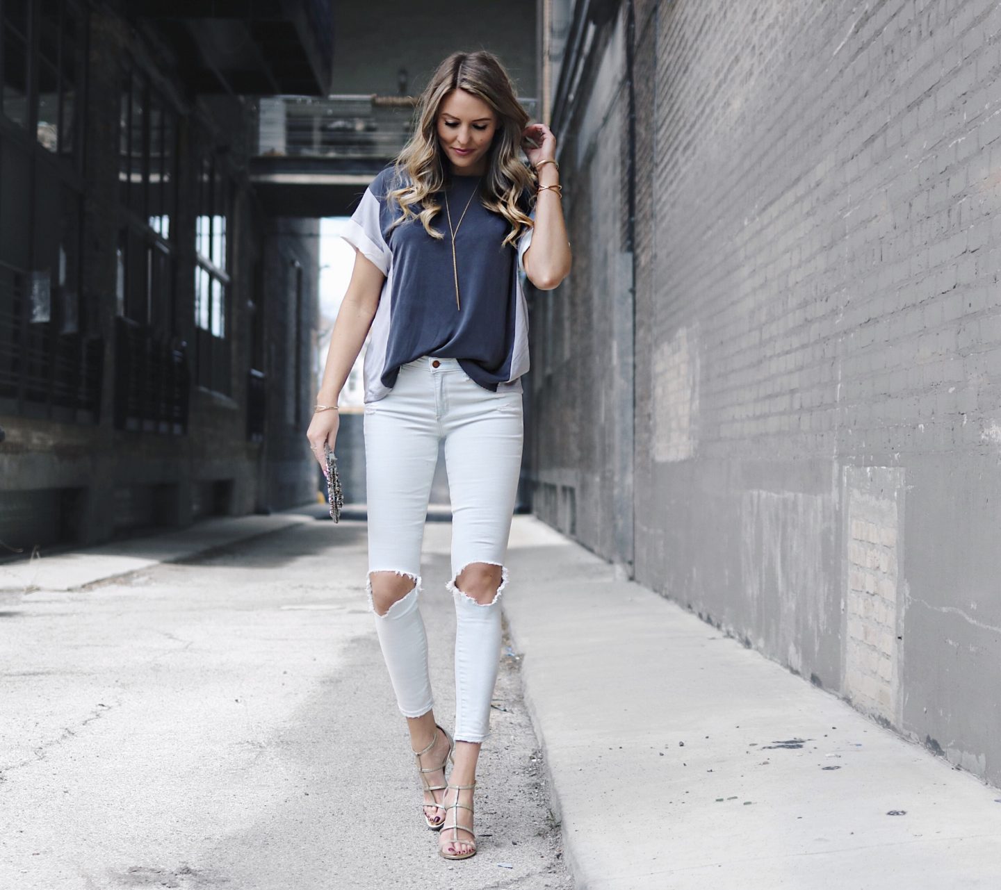 Something Whitty Distressed Denim Wantable Shirt